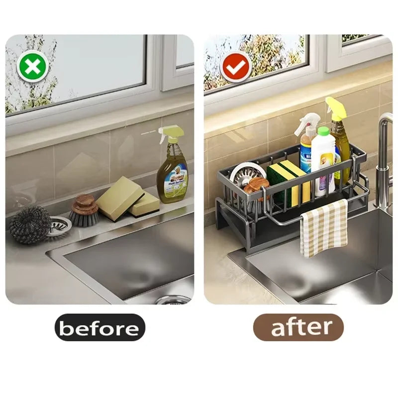 ABS plastic drain rack kitchen sink storage rack rag dish storage narrow edge sponge storage rack convenient household storage