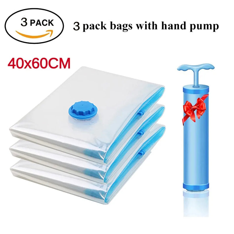 8/5/3PCS Vacuum Storage Bags Compression Pack Vacuum Bag for Down Storing Clothes Bedding Blanket Space Save Travel BagOrganizer