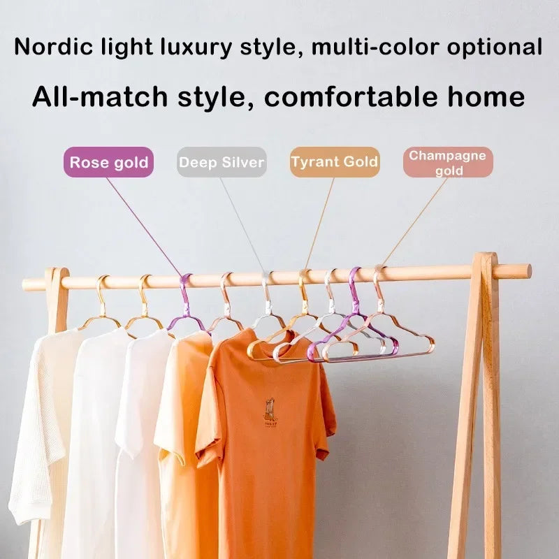 10Pcs Aluminum Clothes Racks Durable Coat Hangers Anti-slip Durable Metal Rack Wardrobe Organizer Closet Clothing Storage Rack