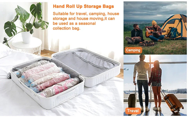 5pcs Travel Compression Bag Vacuum Bags for Storing Clothes Suitable for Luggage and Essential Cruise Clothing Vacum Storage Bag