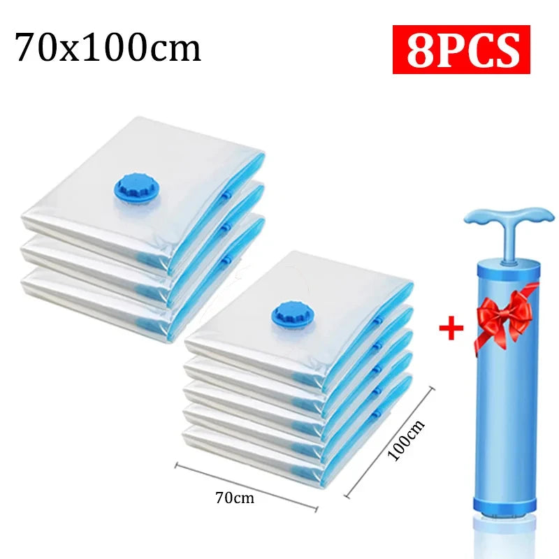 8/5/3PCS Vacuum Storage Bags Compression Pack Vacuum Bag for Down Storing Clothes Bedding Blanket Space Save Travel BagOrganizer