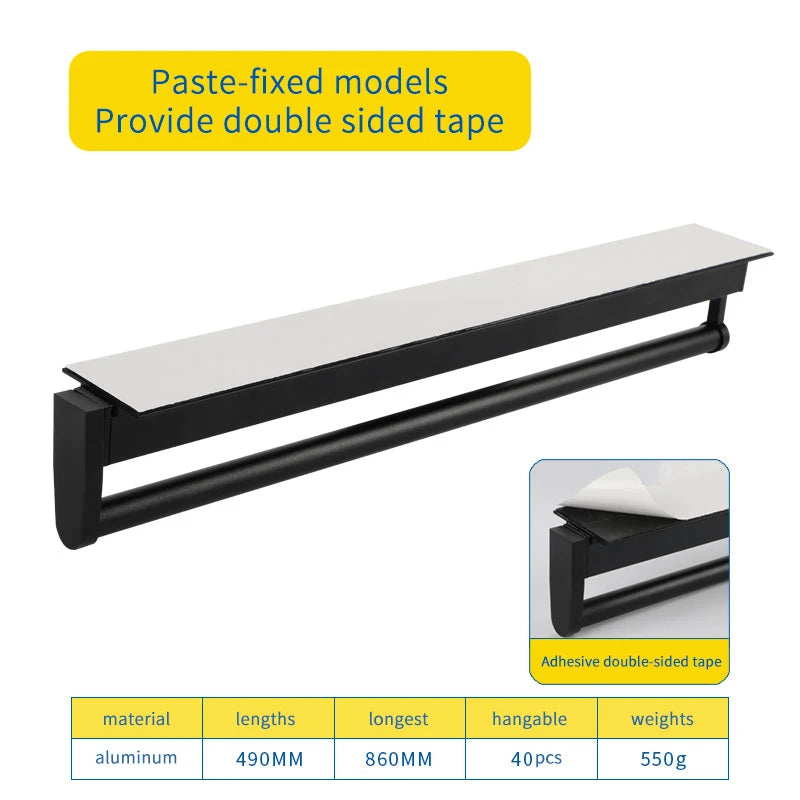 Closet shallow closet retractable hangers Cabinet hanging rod vertical pull-out top mounted trouser rack free of holes