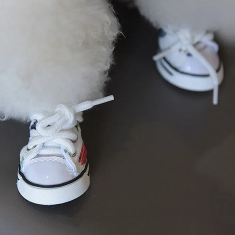 4Pcs Wear-resistant Dog Canvas Shoes Non-slip Breathable Pet Denim Boots Casual Fashion Puppy Sport Sneaker For Small Dogs Cats
