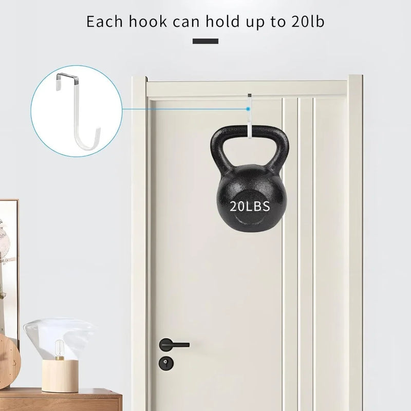 Over the Door Hooks 4 Pack Hangers Hooks Rubber Prevent Scratches Heavy Duty Organizer Bedroom Hanging Clothes Storage Holder