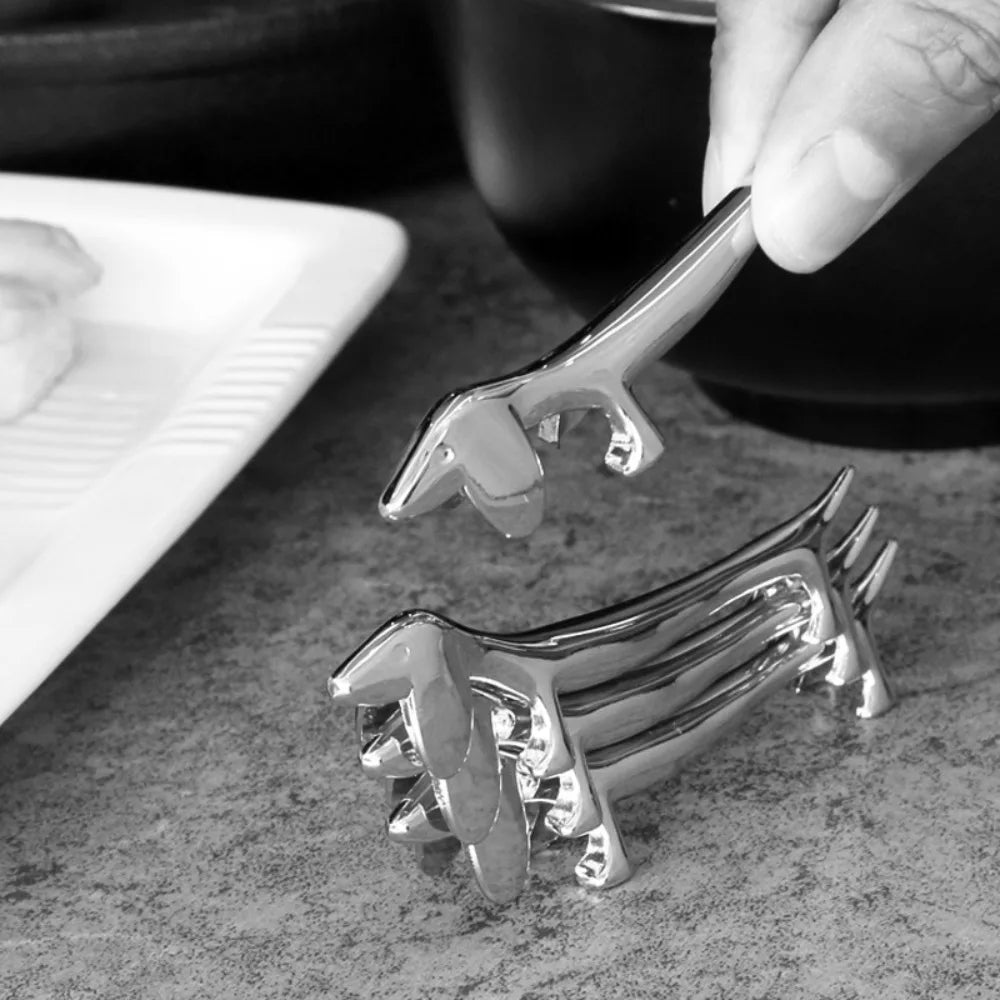 Silver Cutlery Bracket Holder Kitchen Accessories Fawn /Little Dog Shape Zinc Alloy Cutlery Storage Cute Chopsticks Holder