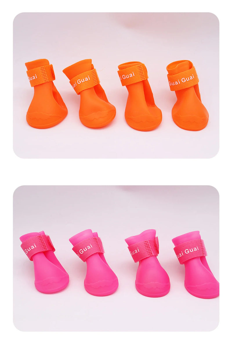 4Pcs Small Medium Large Dogs Cats Outdoor Shoe Dog Ankle Boots Pet WaterProof Rainshoe Anti-slip Rubber Boot Pet Accessories