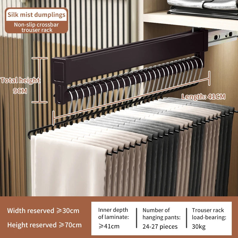 Expandable Sliding Pants Rack Collapsible Drying Holder Aluminum alloy Wardrobe Clothes Rack Wall-mounted Retractable organizer