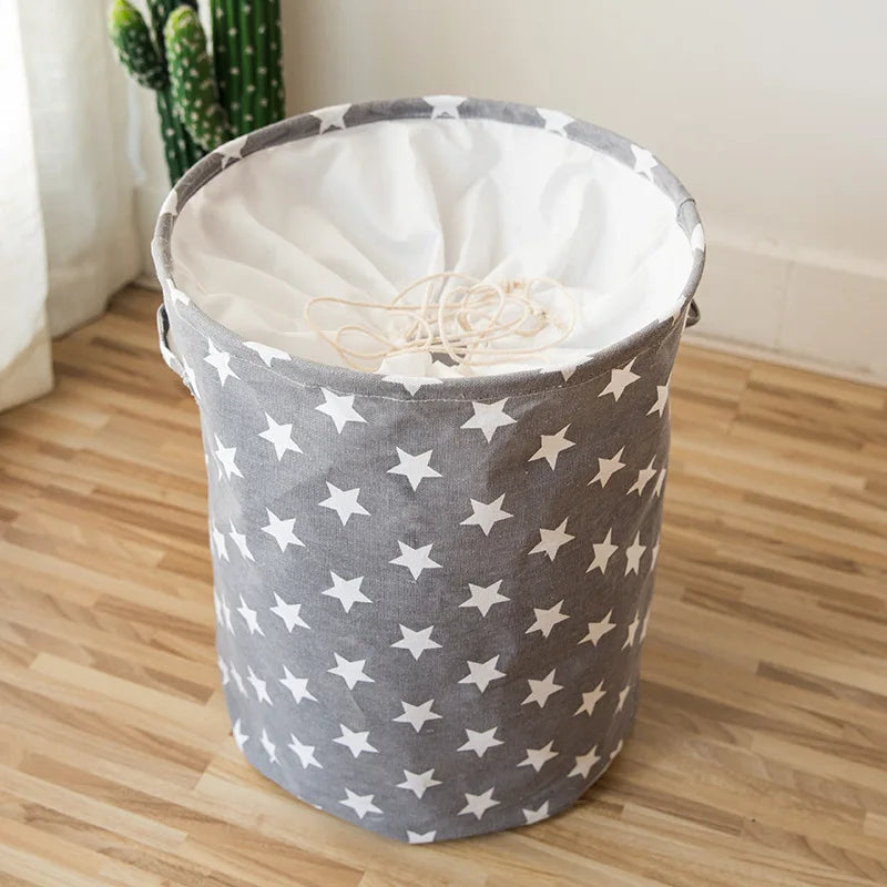 Foldable Star Laundry Basket for Toys Cotton Linen Storage Bucket Bag Collapsible Household Dirty Clothes Organizer 35*45cm