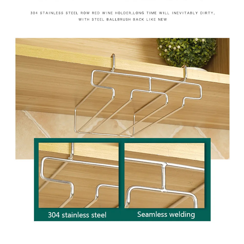 Kitchen Decorative Cabinet Goblet Bar Storage Shelf Hanging Rack Stemware Holder Wine Glass Rack Cup Hanger