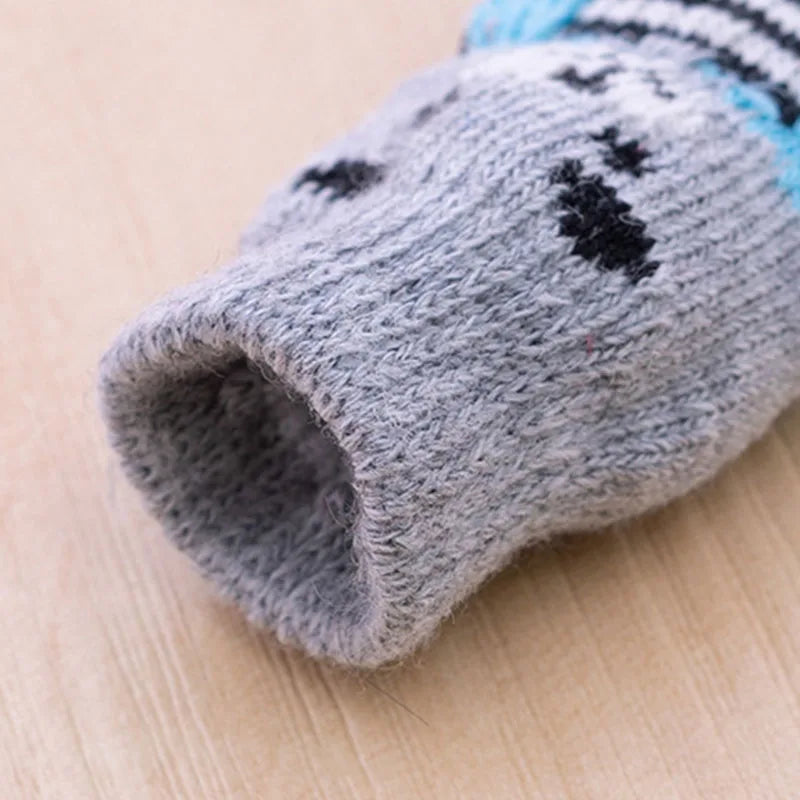 4pcs Cute Cat Socks, Anti-Slip Paw Protector, Comfortable Cotton Knit Indoor Shoes for Small Cats, Autumn Winter Pet Footwear