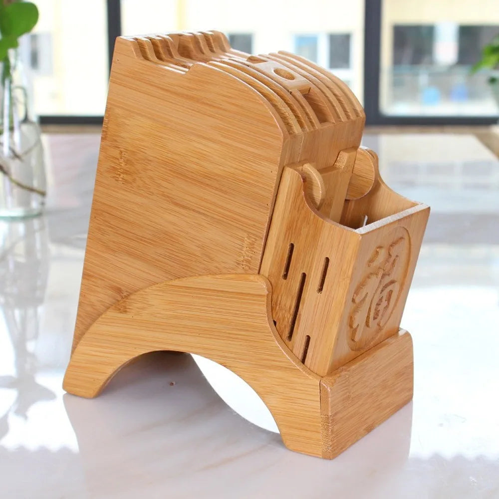 Wood Kitchen Knife Holder Bamboo Scissors Chopsticks Gadget Storage Shelf Rack Knife Block Stand Organizer Accessories WY804