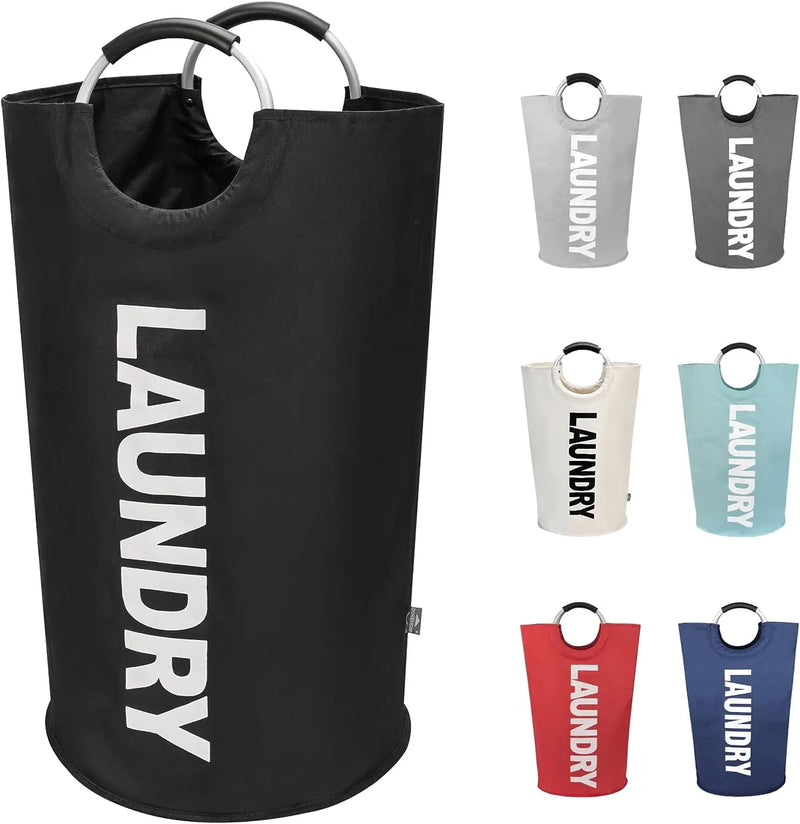 90L Black Large Laundry Basket, Collapsible Laundry Bag, Freestanding Tall Clothes Hamper, Foldable Washing Bin Storage Bag