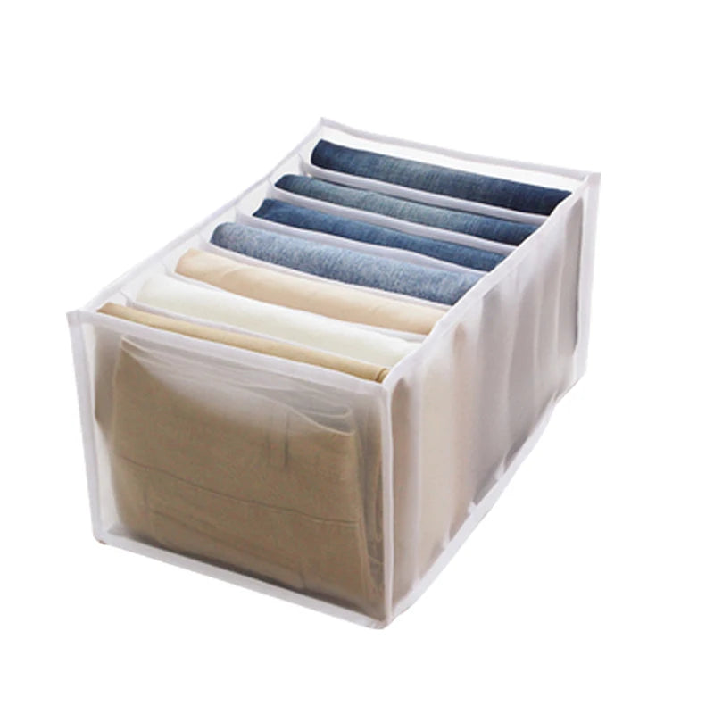 7 Grids Jeans Storage Box Closet Wardrobe Clothes Compartment Boxes Drawer Jeans Socks Separation Organizer Pants Storage