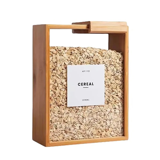 Food Dispenser Bamboo Food Storage Container Clear Food Storage Container Book-Style Canister for Kitchen for Cereal Rice Snack
