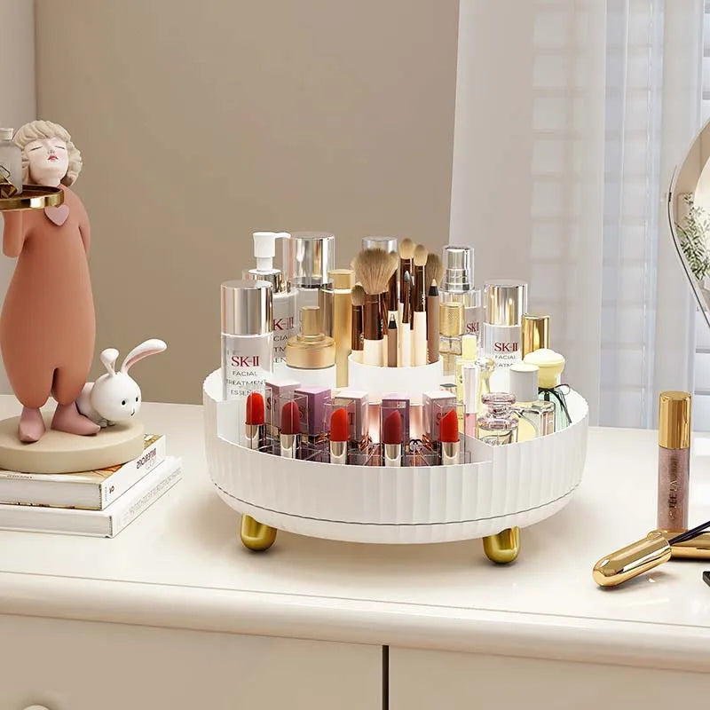 Rotating cosmetics storage box desktop large capacity 360 degree skin care product storage rack dressing table simple storage...