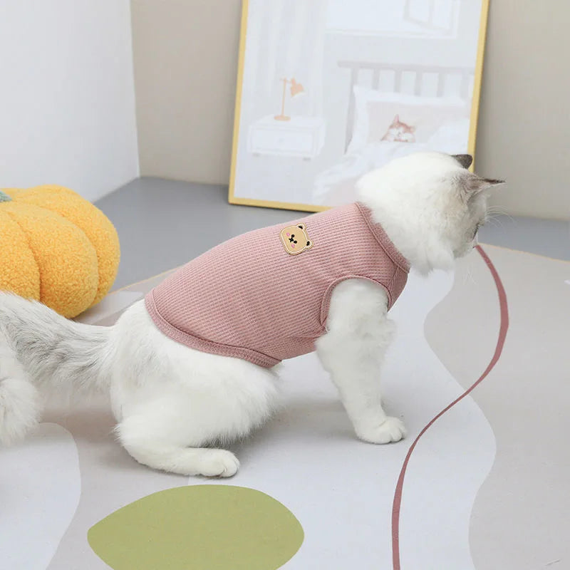 Bear Vest Pet Dog Clothes Cat Solid T-shirt Clothing Dogs Thin Small Fashion Chihuahua Cotton Summer Kedi Katten Cat Costume Pug