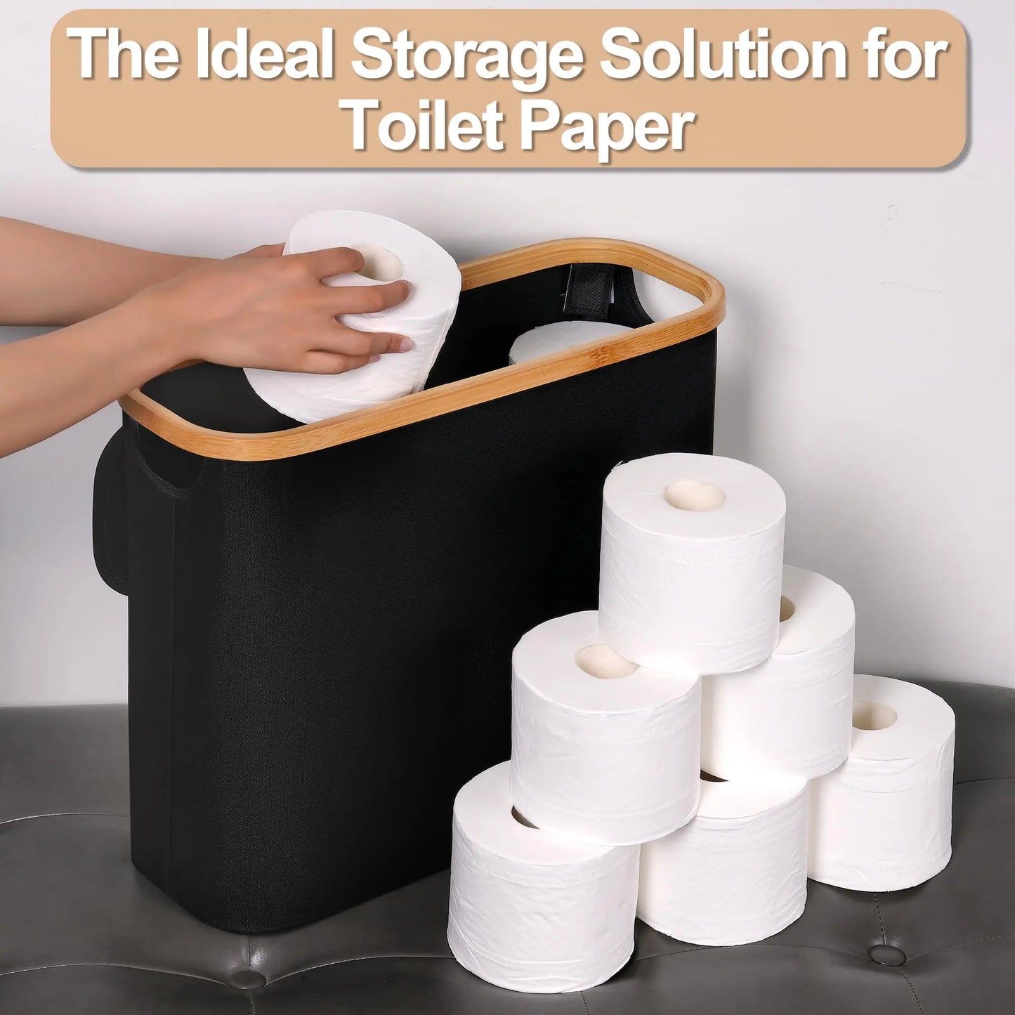 Foldable Toilet Paper Storage Basket with Lid Handle Waterproof Toilet Paper Holder Stand Bathroom Organizer Cabinet Container