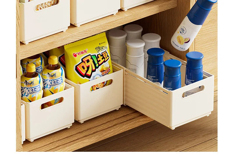 Expandable Box Clothes Beverage Drinks Snack Basket Pantry Kitchen Organizers Adjustable Fold Tray Closet Wardrobe Storage Case