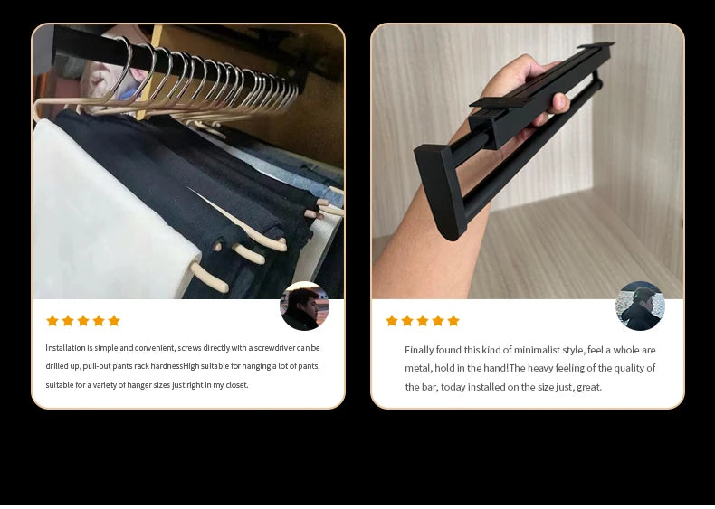 Closet shallow closet retractable hangers Cabinet hanging rod vertical pull-out top mounted trouser rack free of holes