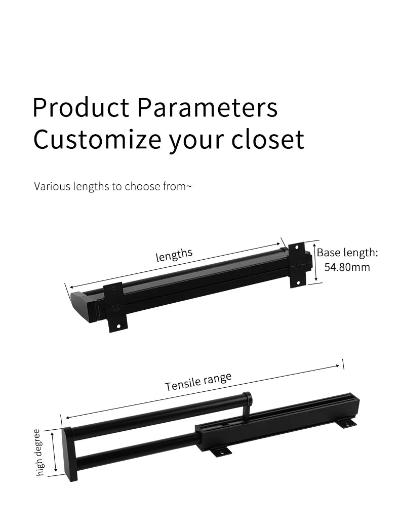 Closet shallow closet retractable hangers Cabinet hanging rod vertical pull-out top mounted trouser rack free of holes