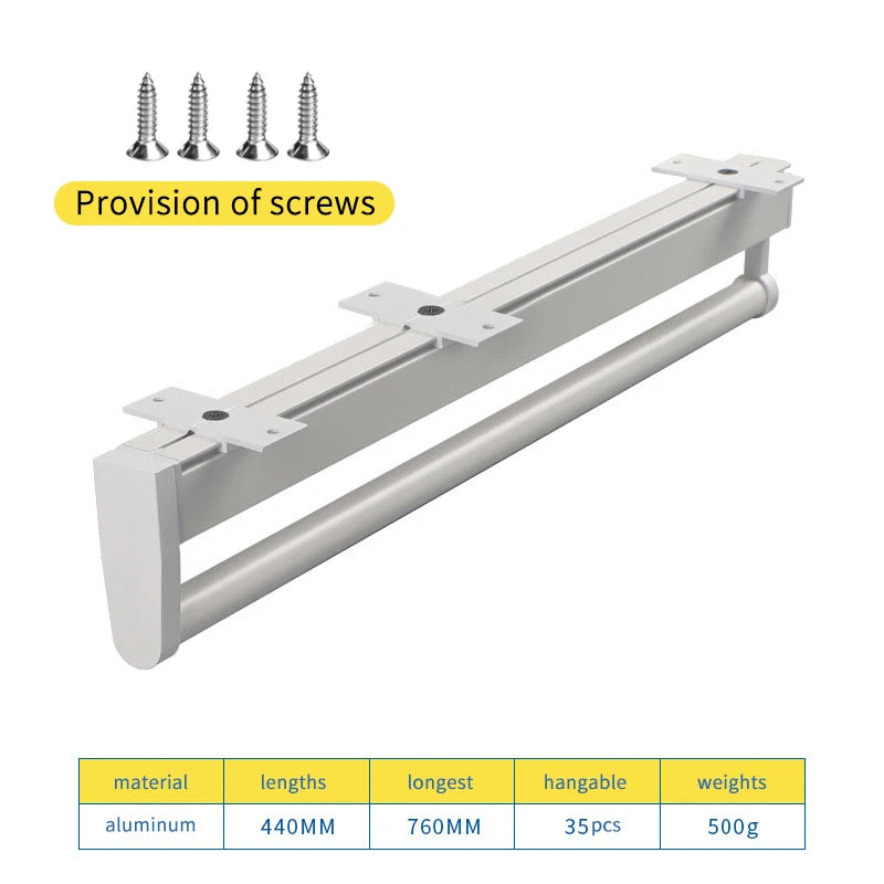 Closet shallow closet retractable hangers Cabinet hanging rod vertical pull-out top mounted trouser rack free of holes
