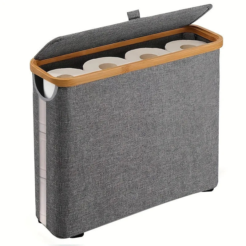 Foldable Toilet Paper Storage Basket with Lid Handle Waterproof Toilet Paper Holder Stand Bathroom Organizer Cabinet Container
