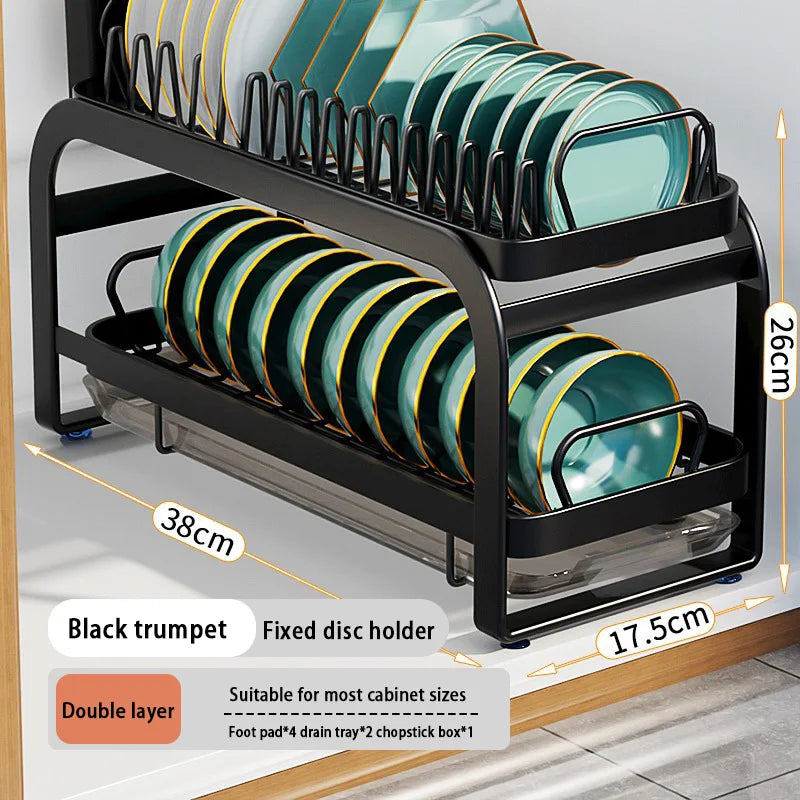 Kitchen Pull-out Dish Bowl Drainer Storage Rack Countertop Sink Cabinet Tableware Built-in Organizer Holder Cupboard Plates Rack