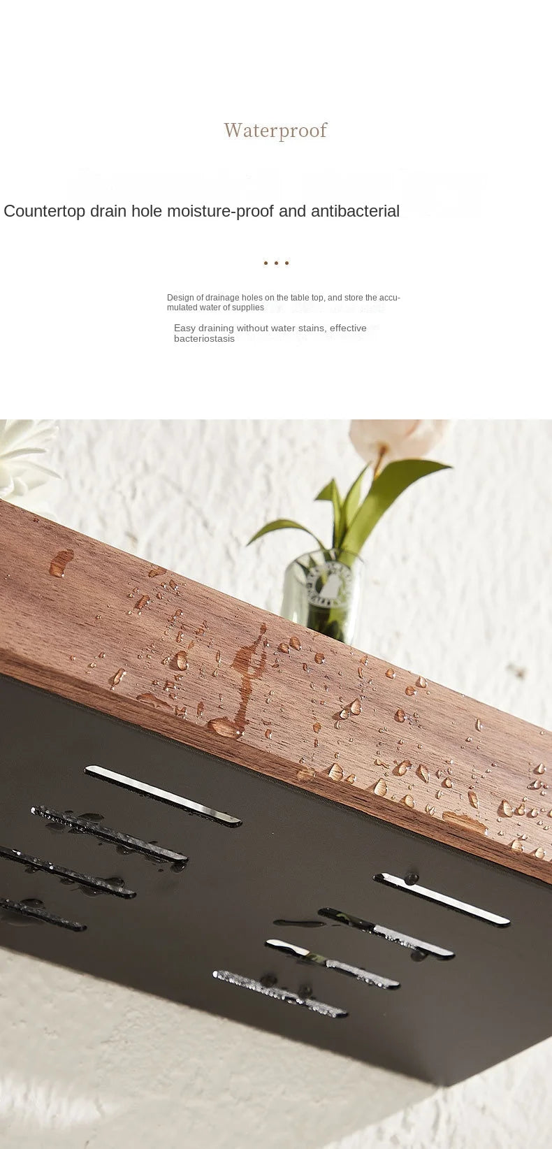 Bathroom Shelf，No punch storage rack，Solid Wood bathroom shelves ，Punch-Free Wooden Shelf Wall-Mounted Shower，Toilet Organizer