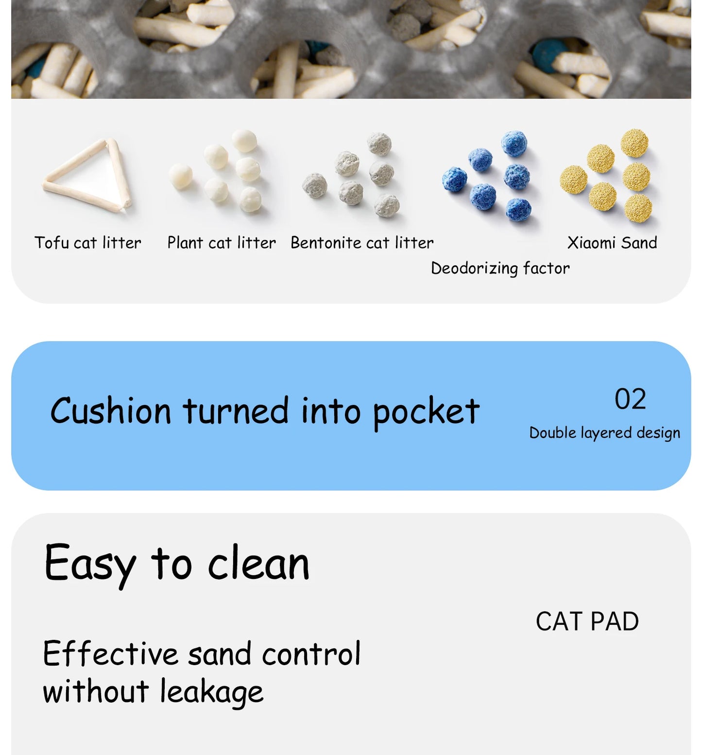 Large Waterproof Cat Litter Mat Double Layer Non-Slip Washable Pet Litter Box Mat Durable Sand Trapper Easy Clean