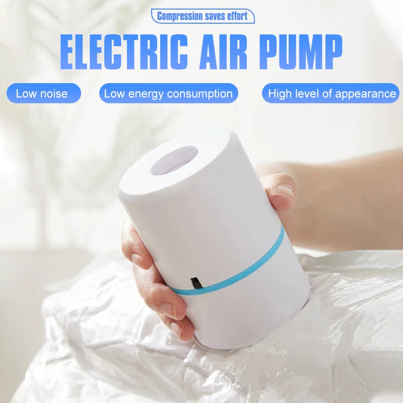 Compressed Bag Electric Pump Travel Vacuum Bag Pump Mini Vacuum Sealer Machine Space Saver for Clothes Food Organizer