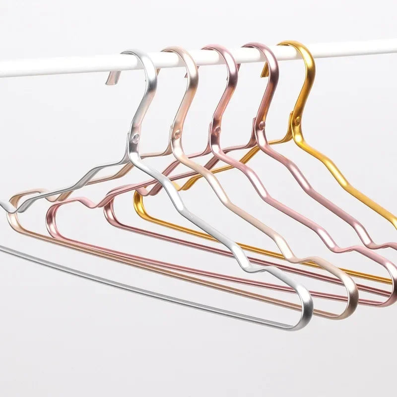 10Pcs Aluminum Clothes Racks Durable Coat Hangers Anti-slip Durable Metal Rack Wardrobe Organizer Closet Clothing Storage Rack