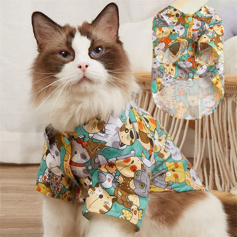 Fashion Sphynx Cat T Shirt Vest Summer Pet Clothes for Cats Gatos Garfield Shirts Katten Kleding Kedi mascotas Apparels Costume