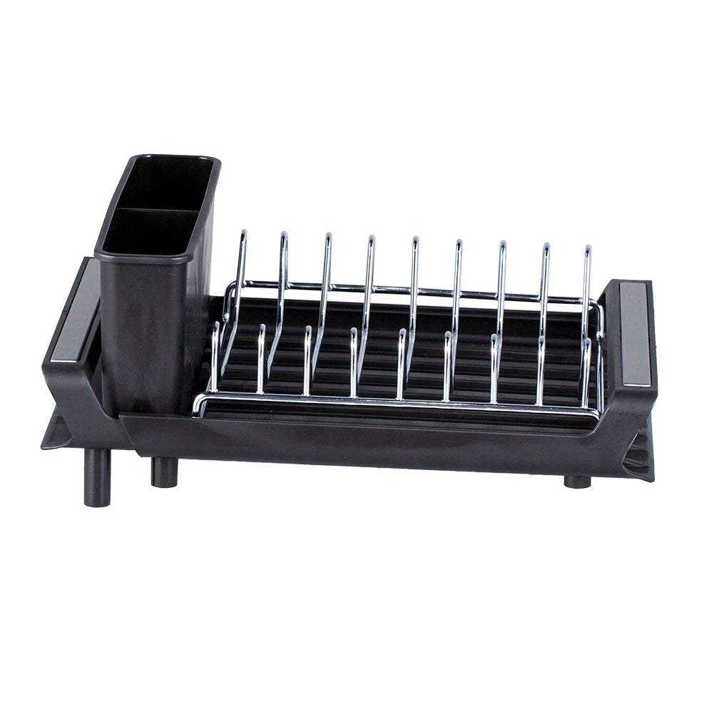Dish Drying Rack Extendable Dish Rack for Kitchen Countertop with Draining Tray Rustfree Rack for 8 Plates with 2 Utensil Holder