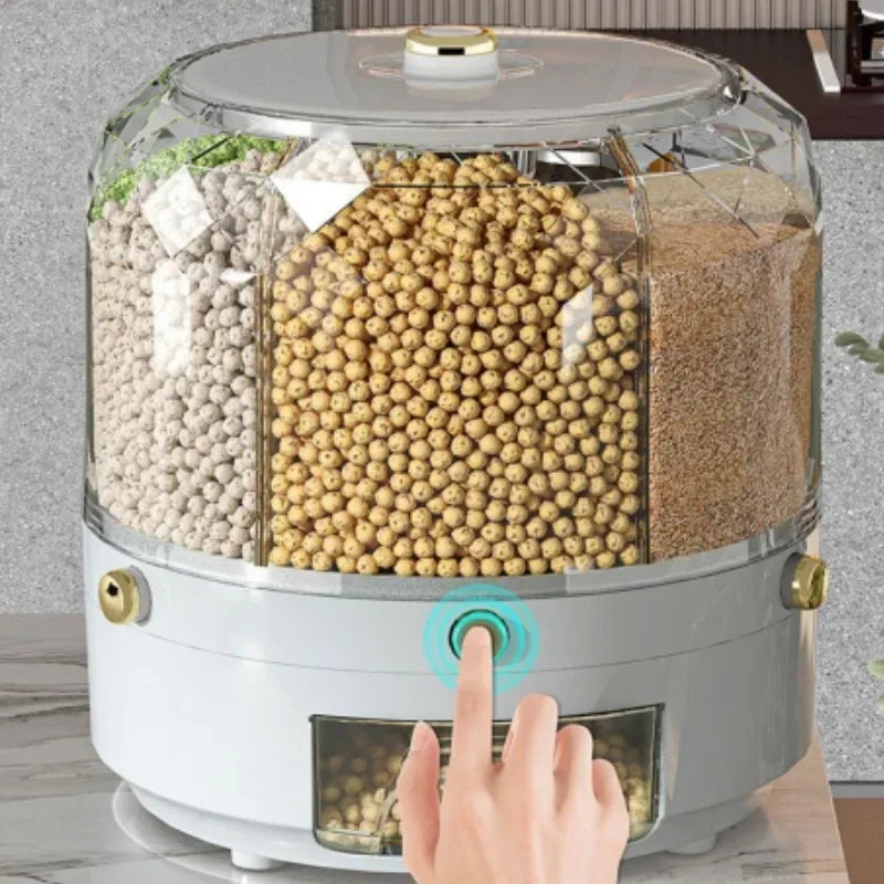 Dispenser Organizador de Cereais Giratório 360º para Cozinha Ideal para Grãos, Cereais, Farinhas, Açucar, Sal etc, à prova de umidade. Cozinha Chic e Elegante