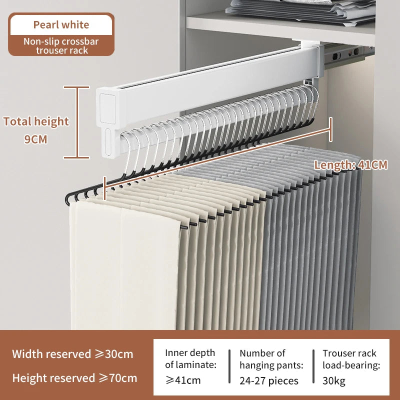 Expandable Sliding Pants Rack Collapsible Drying Holder Aluminum alloy Wardrobe Clothes Rack Wall-mounted Retractable organizer