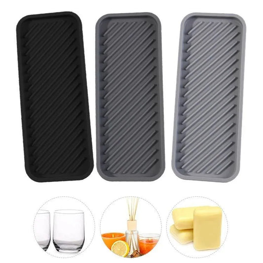 23*9cm Kitchen Silicone Sink Holder Soap Dispenser Countertop Tray Bathroom Shower Shampoo Bottle Storage Tray Draining Pad