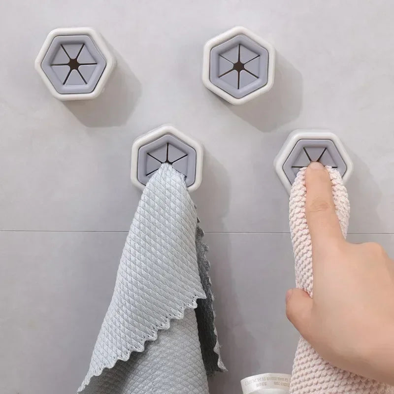 8/1pcs Self-adhesive Towel Plug Holder Punch Free Wall Mounted Tea Towels Bathroom Storage Hooks Rack Kitchen Rags Cloth Clips