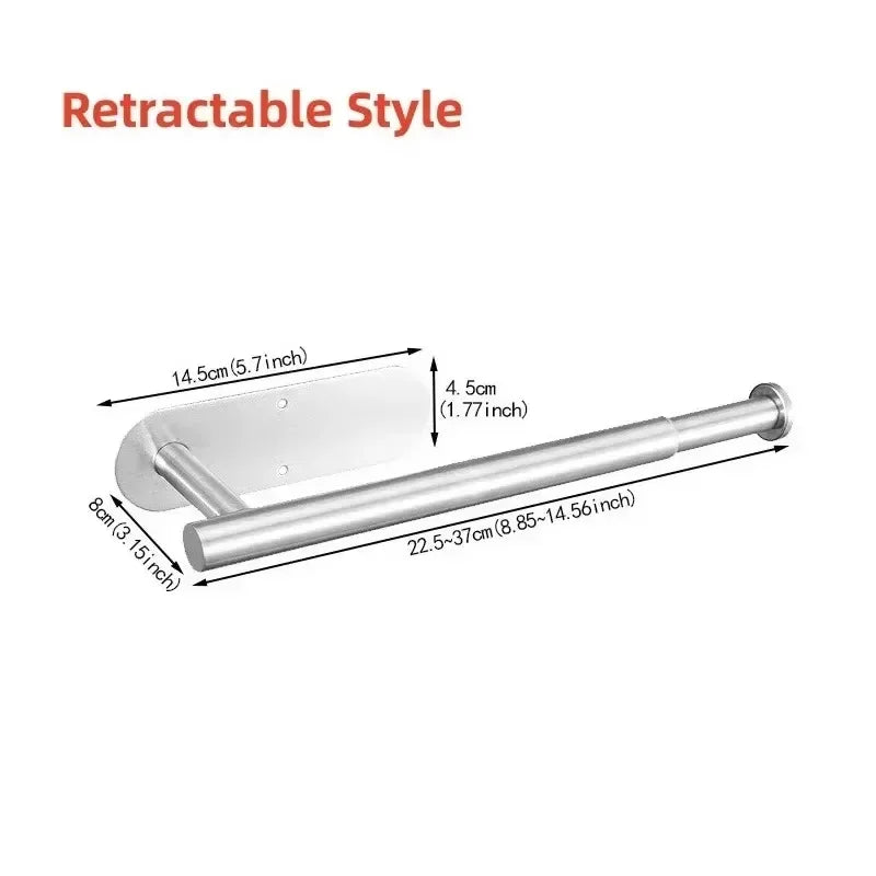Paper Towel Holder Under Cabinet Wall Mount Stainless Steel Black Kitchen Paper Towel Rack Bathroom Self Adhesive No Drilling