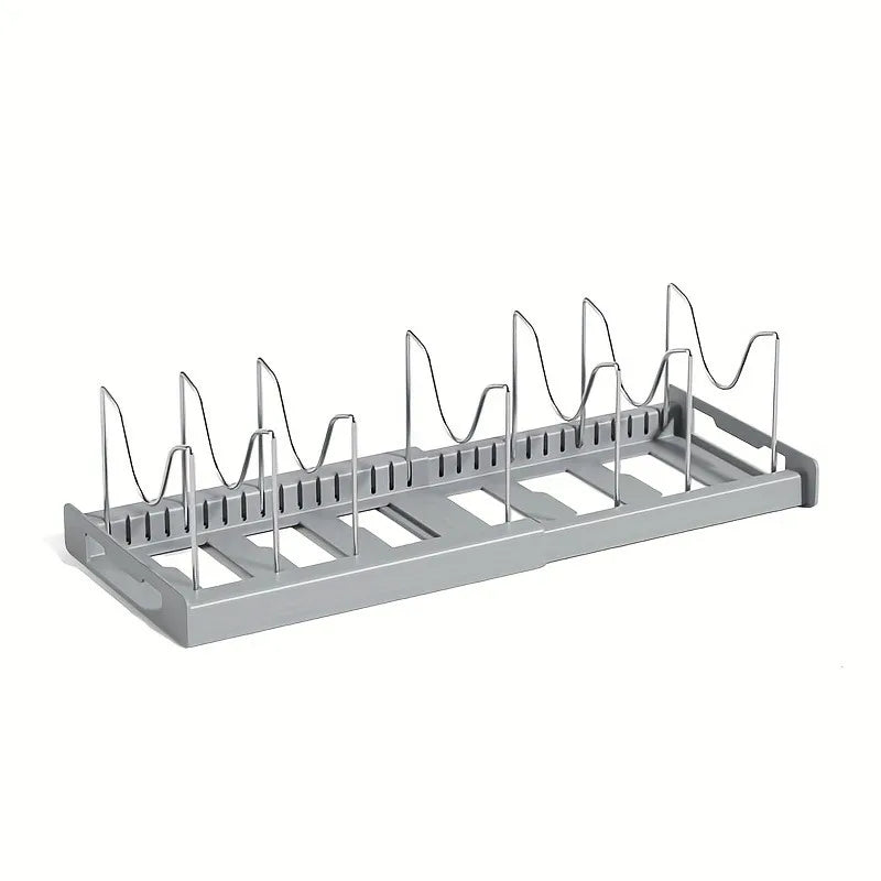 Sistema Organizador de Panelas Expansível para Armário de Cozinha, Divisor Ajustável, Solução Inteligente de Armazenamento Multiuso para Panelas, Frigideiras e Tampas