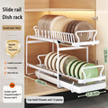 Kitchen Pull-out Dish Bowl Drainer Storage Rack Countertop Sink Cabinet Tableware Built-in Organizer Holder Cupboard Plates Rack