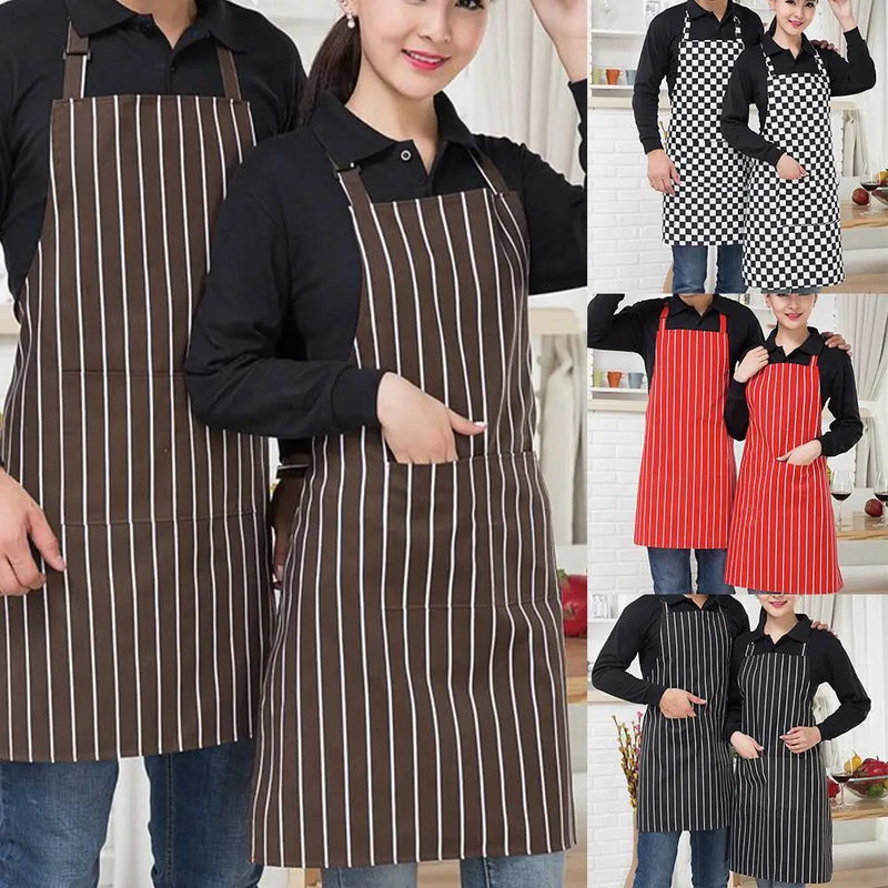 Kitchen Cooking Apron Chef Halterneck Apron With 2 Pockets Catering Sleeveless Aprons Men Woman BBQ Waiter Printing Apron