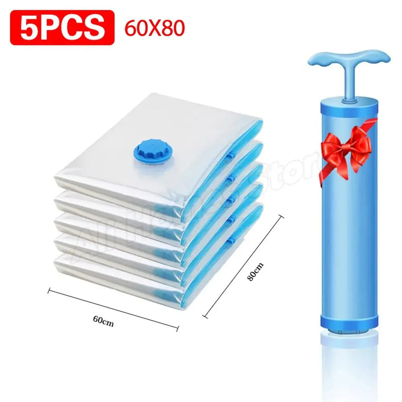 8/5/3PCS Vacuum Storage Bags Compression Pack Vacuum Bag for Down Storing Clothes Bedding Blanket Space Save Travel BagOrganizer