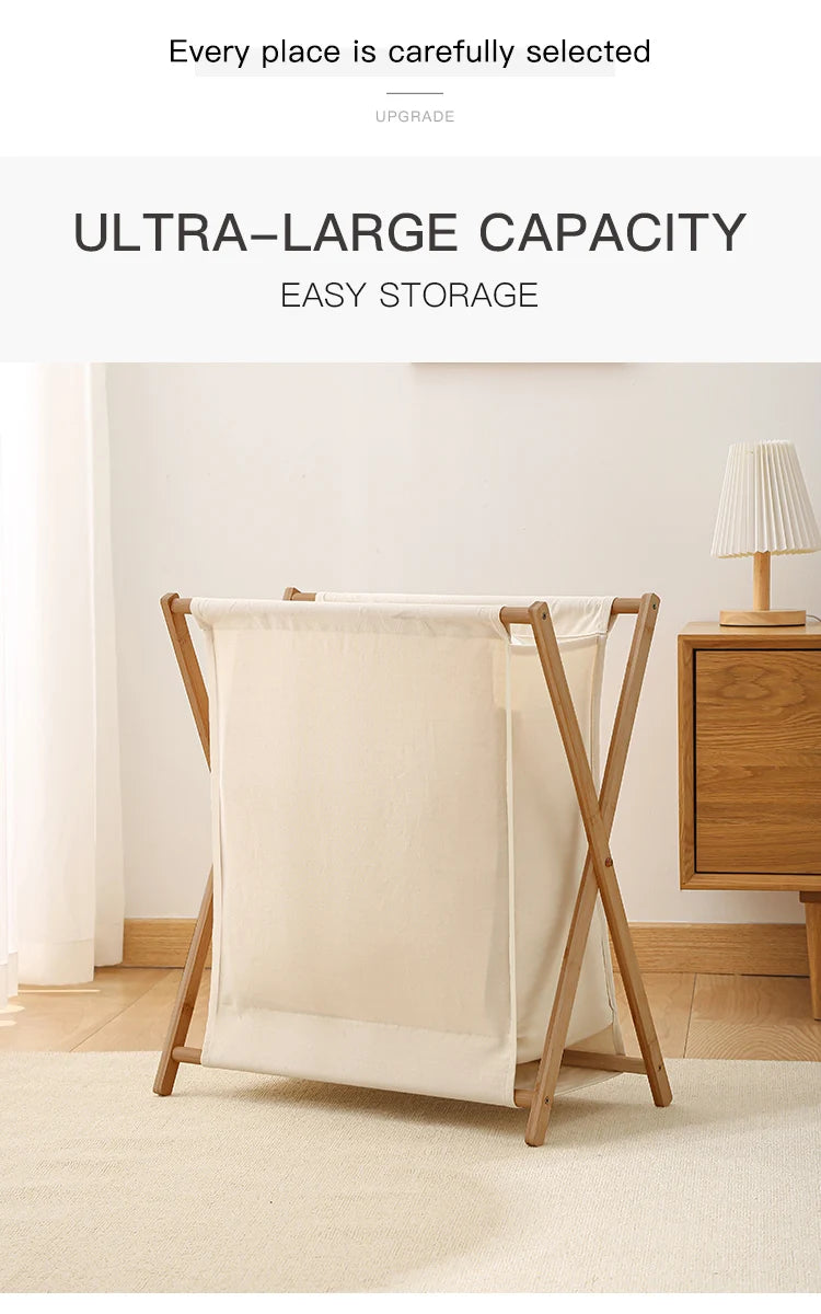 1 PC Laundry Hamper Foldable Bamboo Laundry Basket Large Capacity Washing Bin Household Japanese-style Dirty Clothes Basket