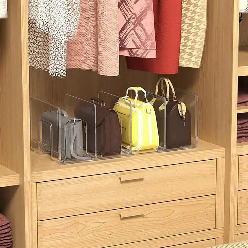 4 Slots Handbag Storage Racks Transparent Wardrobe Divider Shelf Acrylic Storage Holder Closet Organizer Bags Display Racks