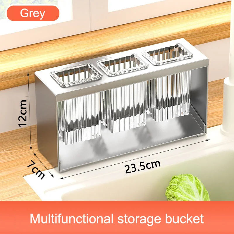Kitchen Cutlery Organizer Knife Stand Carbon Steel Drain Storage Holder Multifunction Cutlery Storage Rack Bathroom Tray holder