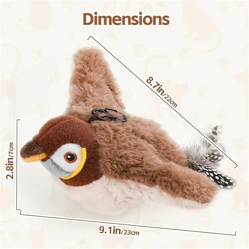 Hot Cat Interactive Toys Catnip Electric Pat Bird (with Catnip) Dog Cats Touch-Activated Squeaky Plush Toy Pet USB Rechargeable