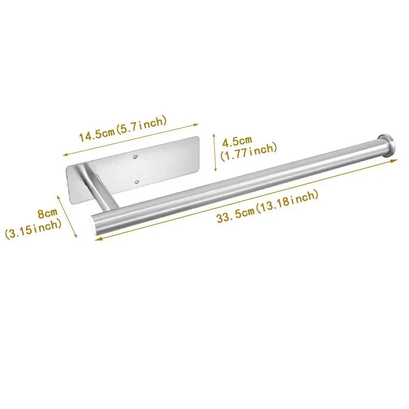 Paper Towel Holder Under Cabinet Wall Mount Stainless Steel Black Kitchen Paper Towel Rack Bathroom Self Adhesive No Drilling