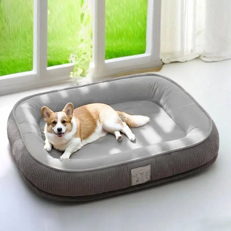 All-Season Detachable Washable Dog Bed for Small/Medium Dogs - Thermal Winter Pet Sofa Cushion Mat with Removable Cover
