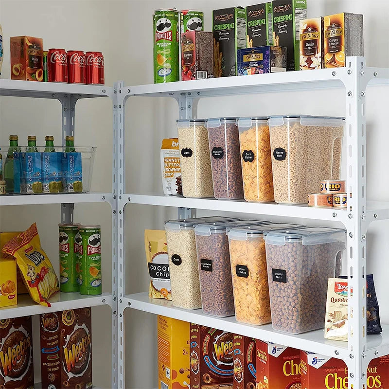 4L Cereal Storage Containers with Lids 1/2/4pcs Airtight Food Moistureproof Tank with Label Stickers Kitchen Organization Box