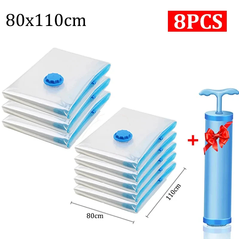 8/5/3PCS Vacuum Storage Bags Compression Pack Vacuum Bag for Down Storing Clothes Bedding Blanket Space Save Travel BagOrganizer